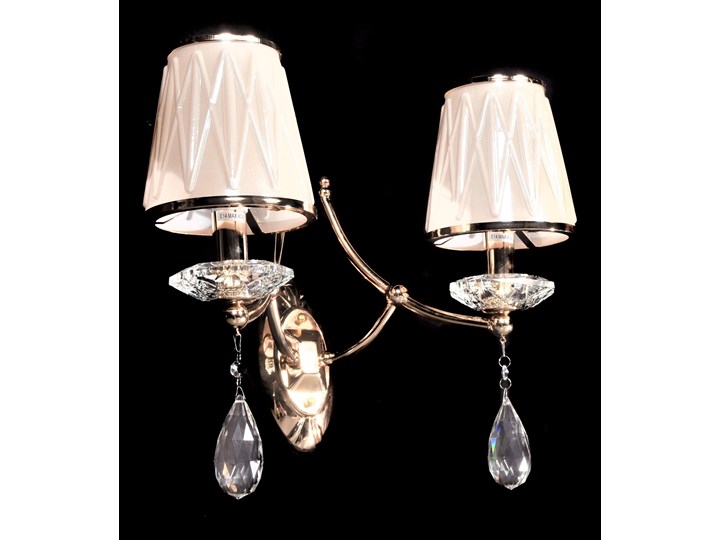 LAMPA ŚCIENNA KINKIET KRYSZTAŁOWY ZŁOTY DOMINNI W2 Szkło Tworzywo sztuczne Kinkiet dekoracyjny Metal Kinkiet z abażurem Kinkiet z kloszem Styl Klasyczny Kategoria Lampy ścienne
