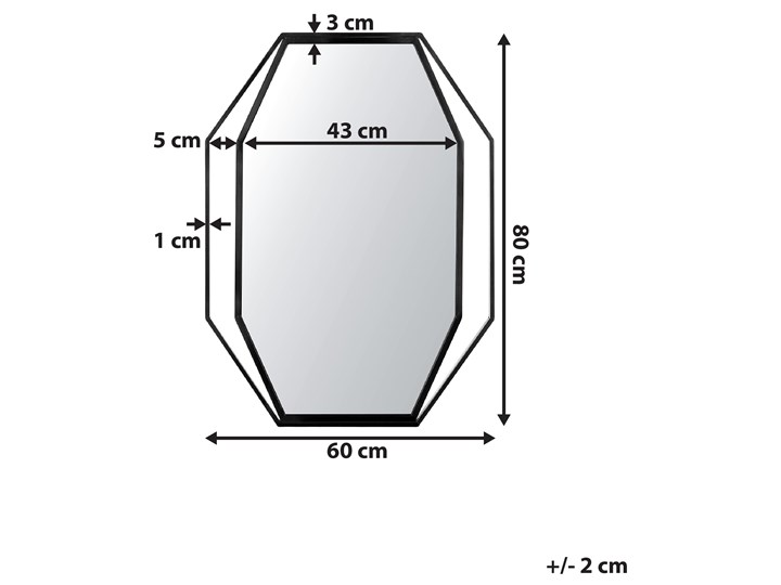 Lustro ścienne wiszące ośmiokątne szare metalowe 80 x 60 cm styl nowoczesny minimalistyczny Styl Glamour Pomieszczenie Sypialnia