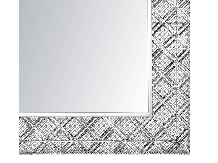 Lustro wiszące dekoracyjne kwadratowe srebrne 80 x 80 cm orientalna rama w romby Lustro z ramą Ścienne Pomieszczenie Sypialnia