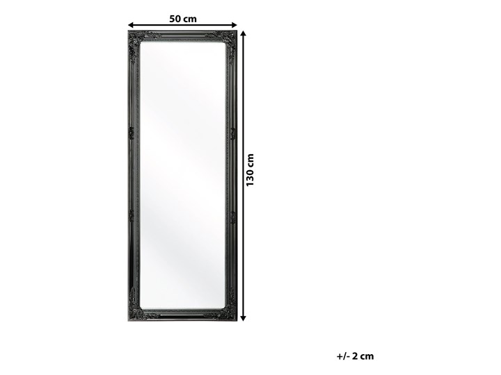 Lustro wiszące ścienne czarne 50 x 130 cm dekoracyjne Prostokątne Lustro z ramą Pomieszczenie Sypialnia Kolor Czarny