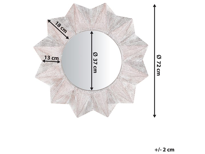 Lustro ścienne wiszące biało-miedziane 72 cm geometryczne słońce gwiazda Styl Nowoczesny Lustro z ramą Okrągłe Kolor Miedziany