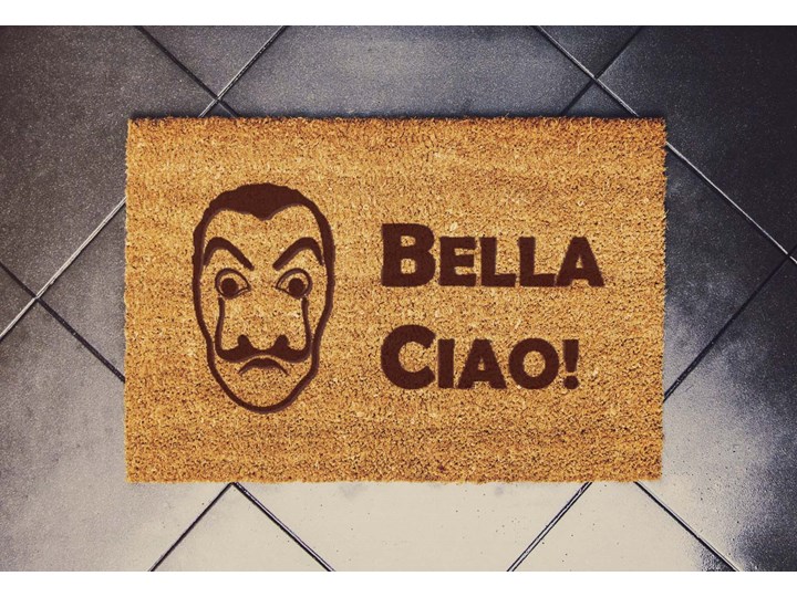 dom z papieru "Bella Ciao Maska" wycieraczka kokosowa Włókno kokosowe Kolor Brązowy