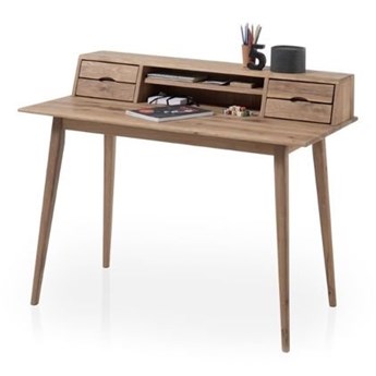 Drewniane biurko z nadstawką i szufladami Derby