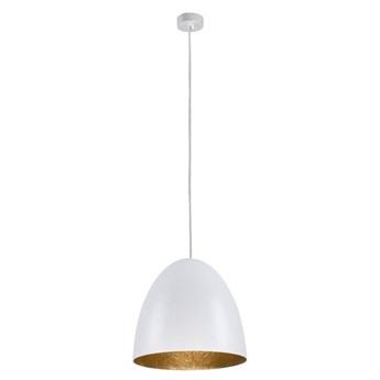 Lampa wisząca tuba nad stół EGG M biały/złoty śr. 39cm