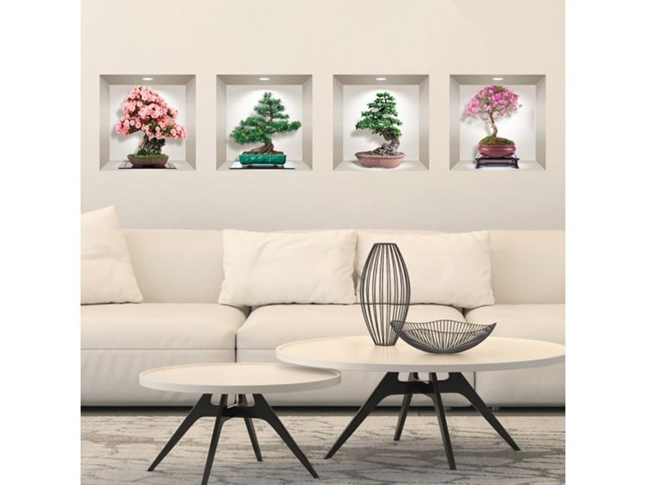 Komplet 4 naklejek ściennych 3D Ambiance Bonsai of Seasons Na ścianę Pomieszczenie Sypialnia Pomieszczenie Salon