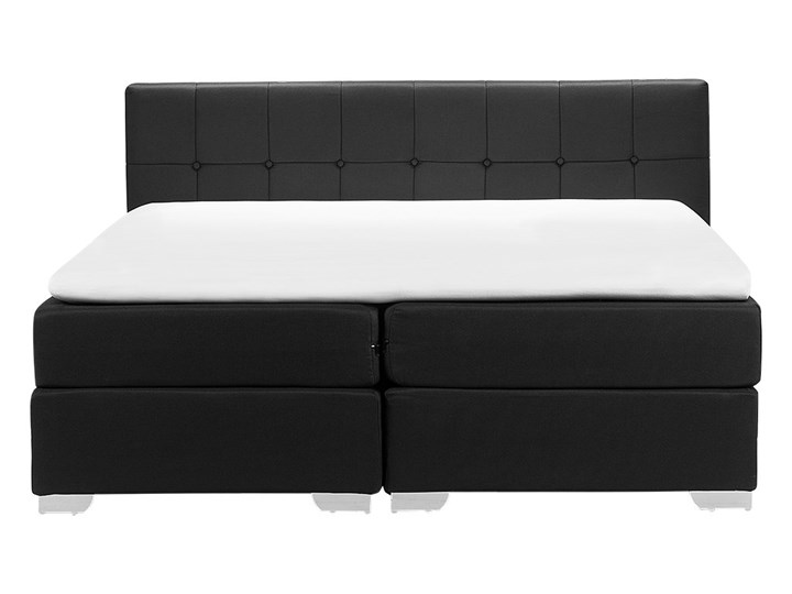 Łóżko kontynentalne czarne tapicerowane 180 x 200 cm dwuosobowe z materacem i pikowanym zagłówkiem Łóżko tapicerowane Kategoria Łóżka do sypialni