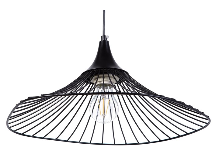 Lampa sufitowa wisząca czarna metalowy klosz industrialny design sypialnia kuchnia Lampa z kloszem Lampa druciana Kolor Czarny Kategoria Lampy wiszące