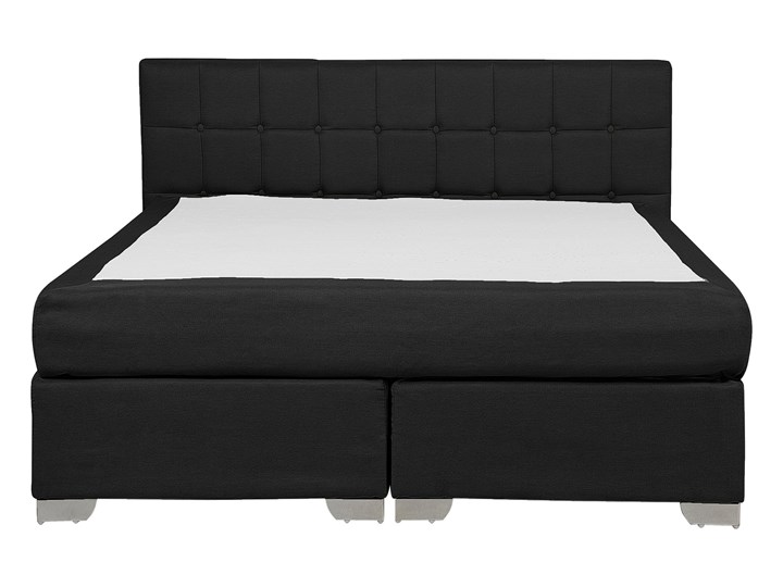 Łóżko kontynentalne czarne tapicerowane 140 x 200 cm dwuosobowe z materacem i pikowanym zagłówkiem Kategoria Łóżka do sypialni Łóżko tapicerowane Kolor Czarny