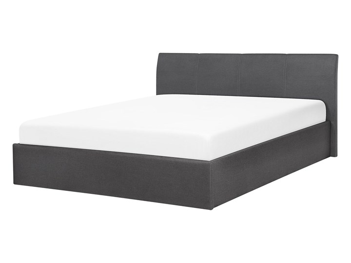 Łóżko ze stelażem szare tapicerowane materiałem z pojemnikiem 160 x 200 cm minimalistyczny wygląd Łóżko tapicerowane Kategoria Łóżka do sypialni Rozmiar materaca 160x200 cm