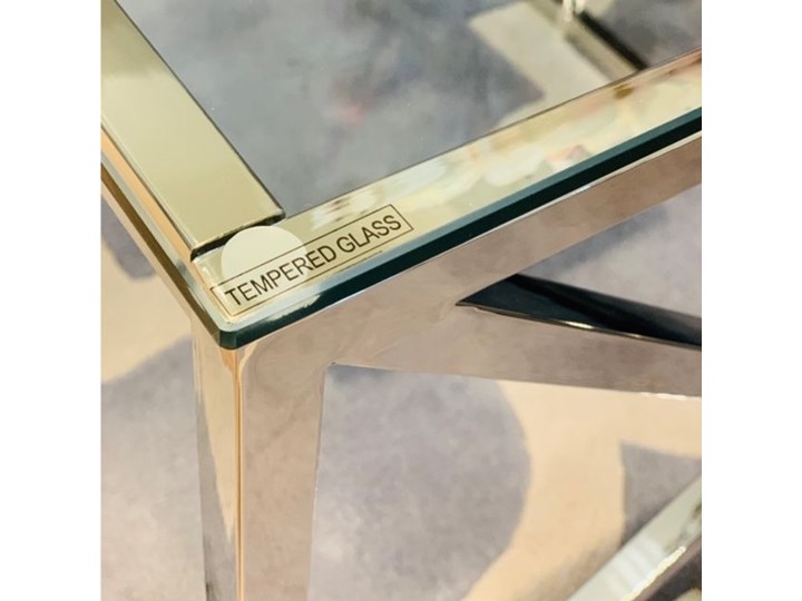 STOLIK KAWOWY METALOWY SREBRNY W STYLU NOWOJORSKIM WYBIERZ ROZMIAR ” MONTEGO ” 110x60x60H cm Ława Szkło Kolor Złoty Stal Wysokość 50 cm Zestaw stolików Kształt blatu Prostokątne