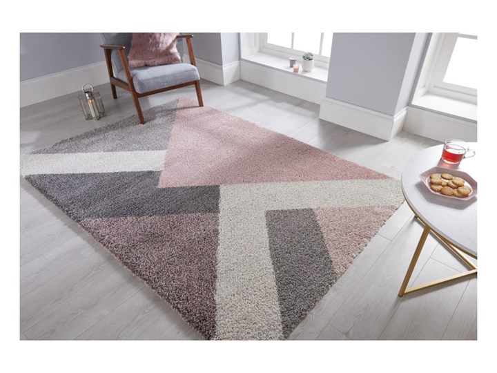 Różowo-szary dywan Flair Rugs Zula, 120x170 cm Juta Dywany Chodniki Syntetyk Prostokątny Wzór Geometryczny