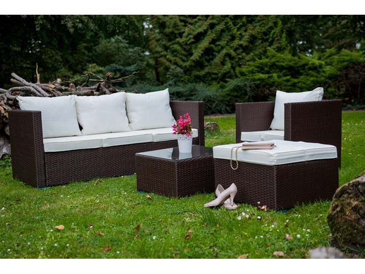 Meble ogrodowe AMARO z brązowego technorattanu Zestawy wypoczynkowe Stal Tworzywo sztuczne Zawartość zestawu Sofa