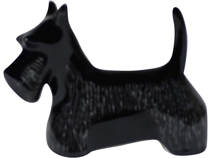 Figurka porcelanowa Terrier szkocki nr 2, proj. K. Czuba, AS Ćmielów Kategoria Figury i rzeźby Ceramika Kolor Czarny