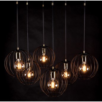 ALBIO 6 BLACK 144/6 wisząca lampa sufitowa LOFT druciaki regulowana metalowa złoto czarna