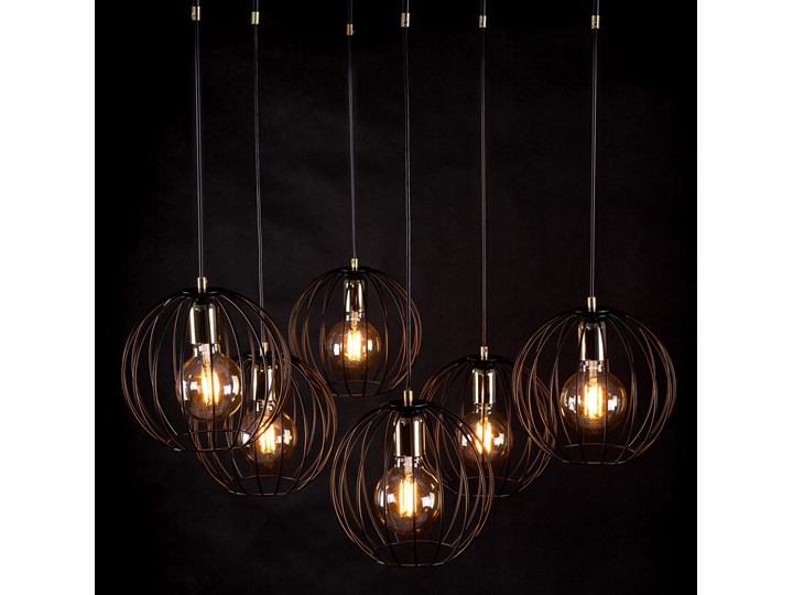 ALBIO 6 BLACK 144/6 wisząca lampa sufitowa LOFT druciaki regulowana metalowa złoto czarna Lampa z kloszem Funkcje Brak dodatkowych funkcji Pomieszczenie Sypialnia