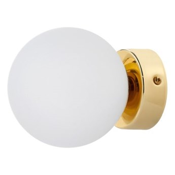 ASTRA KINKIET kinkiet 1 x 9W LED E14 (złoty / biały) szklana biała kula prosty nowoczesny złoty design ścienny KASPA 20773105