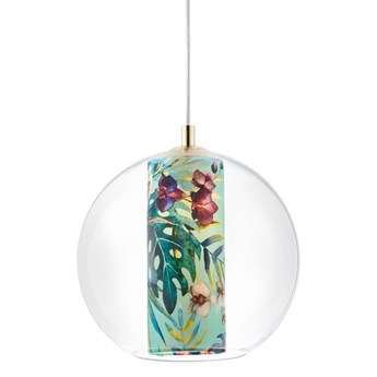 FERIA M lampa wisząca 1 x 8W E27 LED (złoty / transparent / zielony) egzotyczna kolorowa kwiaty złota KASPA 10912113