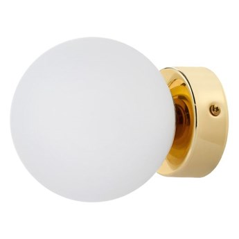 MIJA KINKIET IP44 kinkiet 1 x 9W LED E14 IP44 (złoty / biały) szklana biała kula prosty nowoczesny złoty design łazien KASPA 20764105