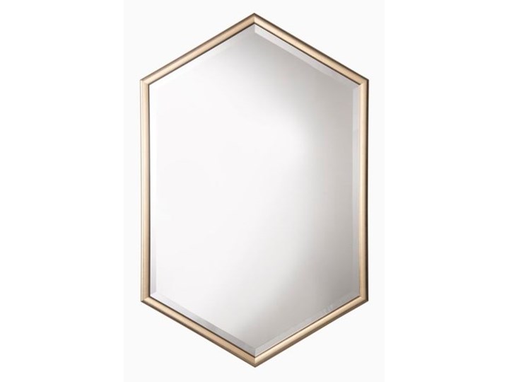 LUSTRO FREZOWANE DREWNIANE SZEŚCIOKĄTNE W ZŁOTEJ RAMIE WYBIERZ ROZMIAR " OCTAGON LONG GOLD" 55x85x2,5 Lustro z ramą Ścienne Nieregularne Pomieszczenie Sypialnia