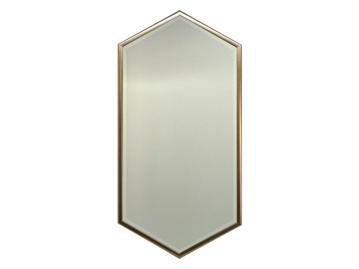 LUSTRO FREZOWANE DREWNIANE SZEŚCIOKĄTNE W ZŁOTEJ RAMIE WYBIERZ ROZMIAR " OCTAGON LONG GOLD" 55x85x2,5 Lustro z ramą Ścienne Nieregularne Pomieszczenie Salon