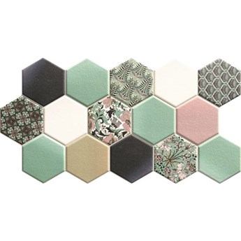 Hex Nouveau Green 26,5x51 heksagony na podłogę