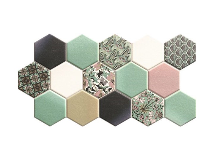 Hex Nouveau Green 26,5x51 heksagony na podłogę 26,5x51 cm Mozaika Płytki ścienne Powierzchnia Matowa