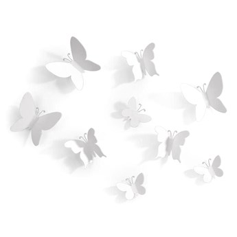 Dekoracja ścienna 9 szt. Umbra Mariposa biała kod: 470130-660
