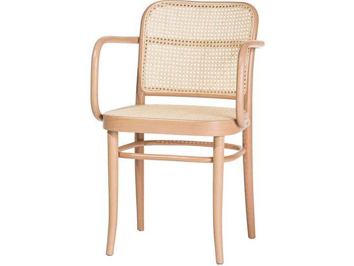 Fotel 811 Natural z ratanową plecionką Cane, TON Rattan Szerokość 50 cm Tkanina Szerokość 45 cm Styl Industrialny Drewno Głębokość 41 cm Płyta MDF Wysokość 46 cm Tradycyjne Głębokość 53 cm Wysokość 80 cm Styl Nowoczesny