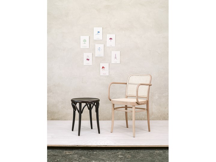 Fotel 811 Natural z ratanową plecionką Cane, TON Tradycyjne Drewno Płyta MDF Rattan Wysokość 46 cm Głębokość 53 cm Pomieszczenie Kuchnia Szerokość 45 cm Głębokość 41 cm Szerokość 50 cm Tkanina Wysokość 80 cm Styl Nowoczesny