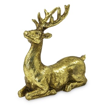 LEŻĄCY ZŁOTY JELEŃ figurka, wys. 9 cm