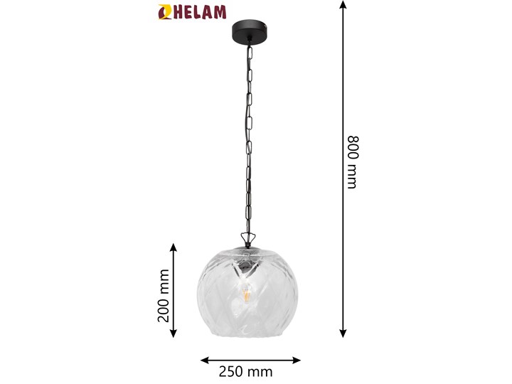 Lampa szklana wisząca MARILLA W-KM 8011/1 TR+BK Lampa z kloszem Kategoria Lampy wiszące Metal Szkło Kolor Szary