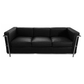 Sofa trzyosobowa SOFT LC2 czarna - włoska skóra naturalna kod: T011A-3S.BLACK