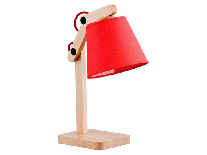 Nowoczesna lampa stojąca biurkowa JOGA I drewno/czerwo śr. 32cm Metal Styl Industrialny Wysokość 50 cm Lampa biurkowa Pomieszczenie Sypialnia