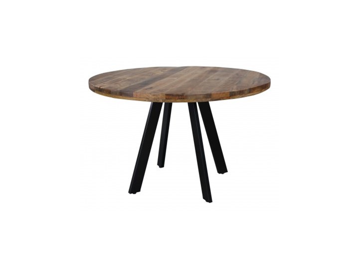 Stół Iron Craft 120 cm okrągły naturalny Mango 39584 Drewno Metal Rozkładanie