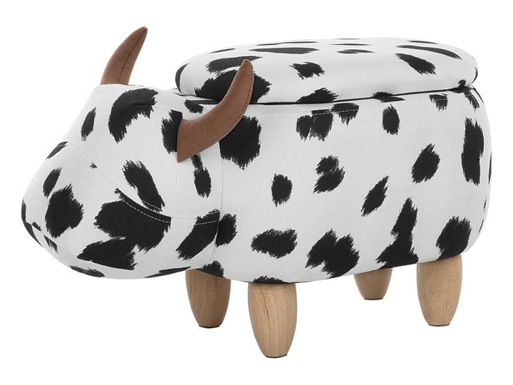 Pufa tapicerowana czarno-biała COW