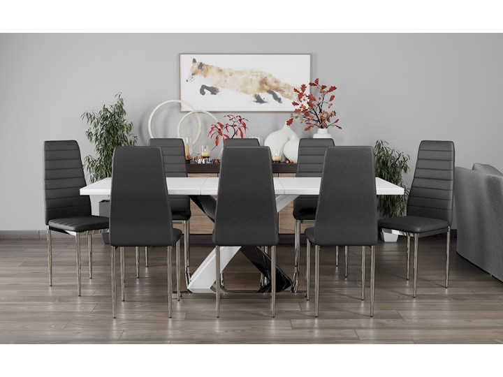 STÓŁ "X" ROZKŁADANY 160/240 WYSOKI POŁYSK Płyta MDF Długość 160 cm Stal Długość 240 cm Szerokość 90 cm Wysokość 75 cm Kategoria Stoły kuchenne