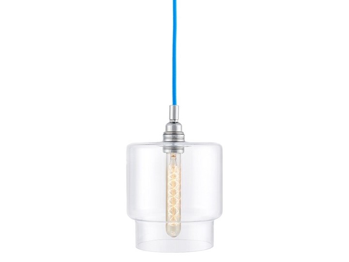 Kaspa - Lampa wisząca Longis - przewód niebieski Lampa z kloszem Styl Nowoczesny