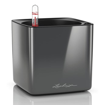 Lechuza - Donica Cube Glossy 14 - antracytowa, połysk