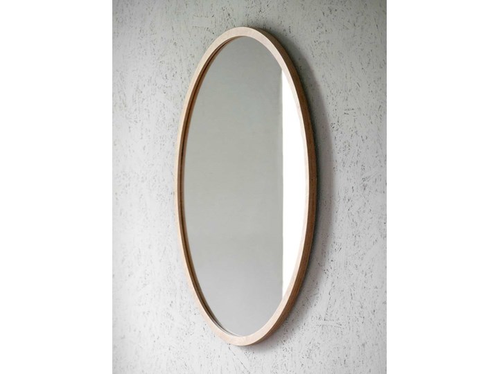 Lustro Scandi Wood – okrągłe w ramie ze sklejki Lustro z ramą Ścienne Pomieszczenie Łazienka