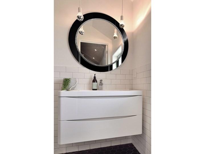 Lustro Bracelet – łazienkowe glamour czarne Okrągłe Prostokątne Ścienne Lustro z ramą Pomieszczenie Salon