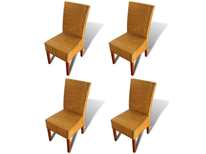 vidaXL Krzesła stołowe, 4 szt., brązowe, naturalny rattan Drewno Głębokość 62 cm Szerokość 45 cm Wysokość 93 cm Typ Z oparciem