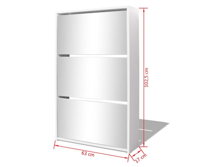 vidaXL Szafka na buty z 3 półkami i lustrem, kolor dębu 63x17x102,5 cm Drewno Płyta MDF Styl Nowoczesny Kategoria Szafki i regały