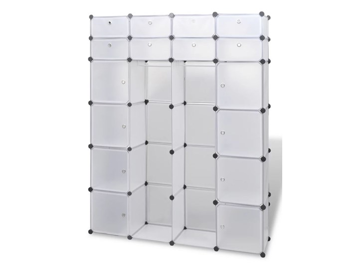 vidaXL Szafa modułowa z 18 przegrodami, biała, 37 x 146 x 180,5 cm Stal Pomieszczenie Sypialnia Szerokość 146 cm Plastik Głębokość 37 cm Tworzywo sztuczne Metal Kolor Biały