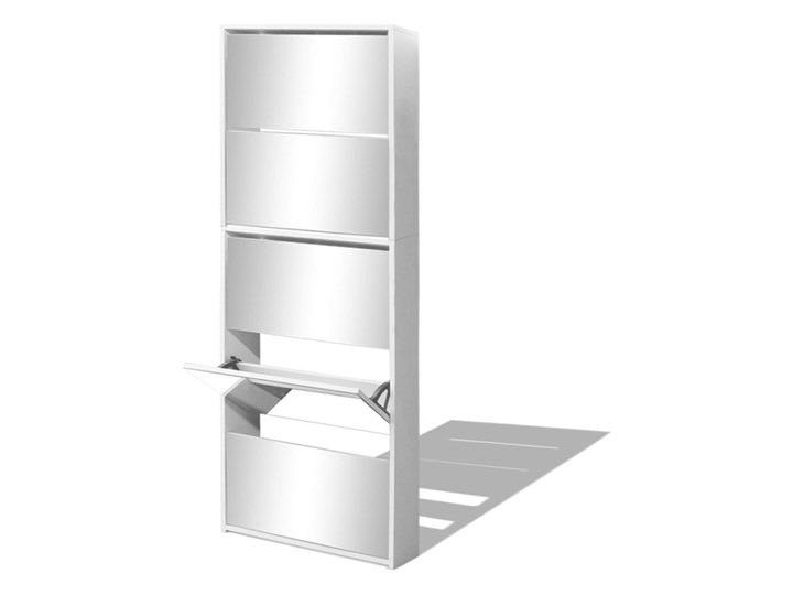 vidaXL Szafka na buty z 5 półkami, lustrzana, biała, 63x17x169,5 cm Płyta MDF Szkło Kolor Biały
