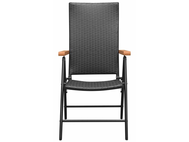 vidaXL Sztaplowane krzesła ogrodowe, 2 szt., polirattan, czarne Krzesło z podłokietnikami Aluminium Krzesło składane Kolor Czarny