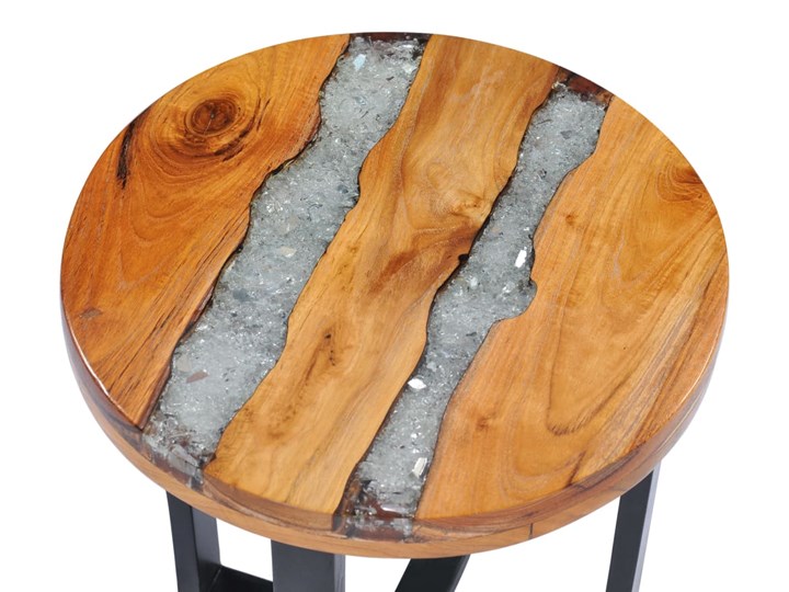 vidaXL Stolik kawowy, 40x45 cm, lite drewno tekowe i poliżywica Szkło Wysokość 40 cm Styl Nowoczesny