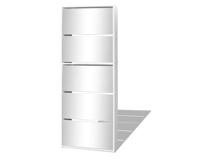 vidaXL Szafka na buty z 5 półkami, lustrzana, biała, 63x17x169,5 cm Szkło Płyta MDF Styl Nowoczesny