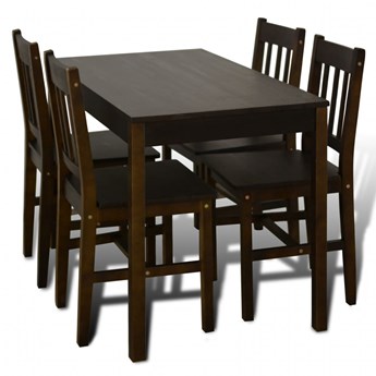 vidaXL Drewniany zestaw jadalniany stół z 4 krzesłami, brązowy