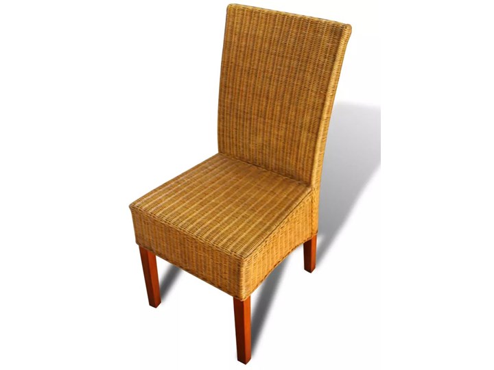 vidaXL Krzesła stołowe, 4 szt., brązowe, naturalny rattan Głębokość 62 cm Szerokość 45 cm Wysokość 93 cm Pomieszczenie Jadalnia Drewno Kolor Beżowy