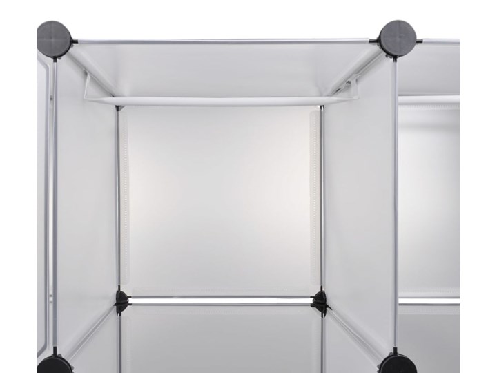 vidaXL Szafa modułowa z 18 przegrodami, biała, 37 x 146 x 180,5 cm Plastik Pomieszczenie Sypialnia Szerokość 146 cm Tworzywo sztuczne Metal Głębokość 37 cm Stal Kategoria Szafy do garderoby